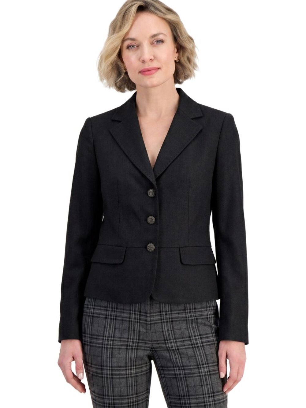 NWT TAHARI Black 3 Button Blazer Size 4 Suit Jacket Womens Small New